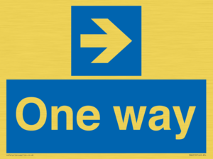 One way with right directional arrow
